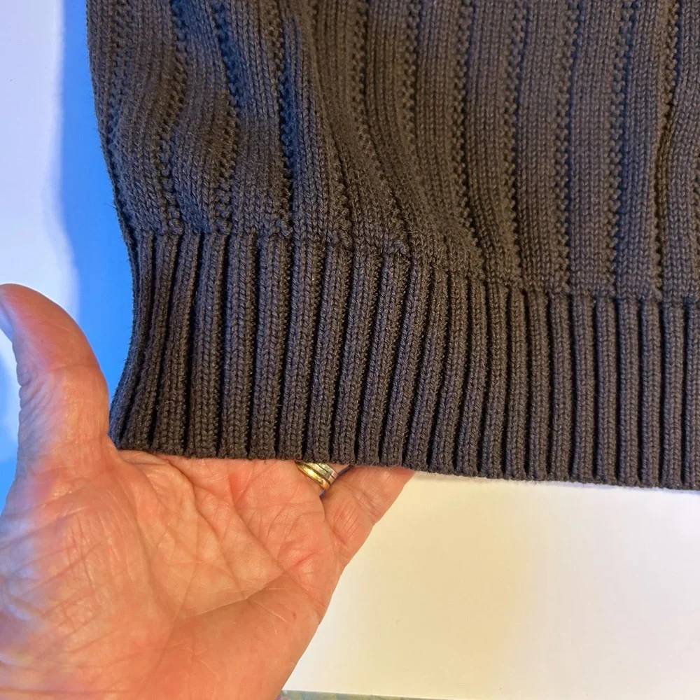 Lands' End‎ V-Neck Sweater vest men’s XL cocoa Brown grandpa ribbed bottom
